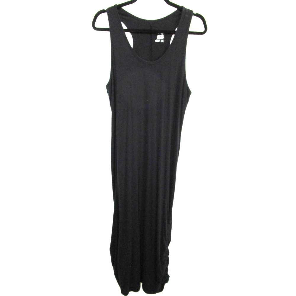 Alpine Design Black Racerback Ruched Sides Hem Maxi Tank Dress Women Sz XL